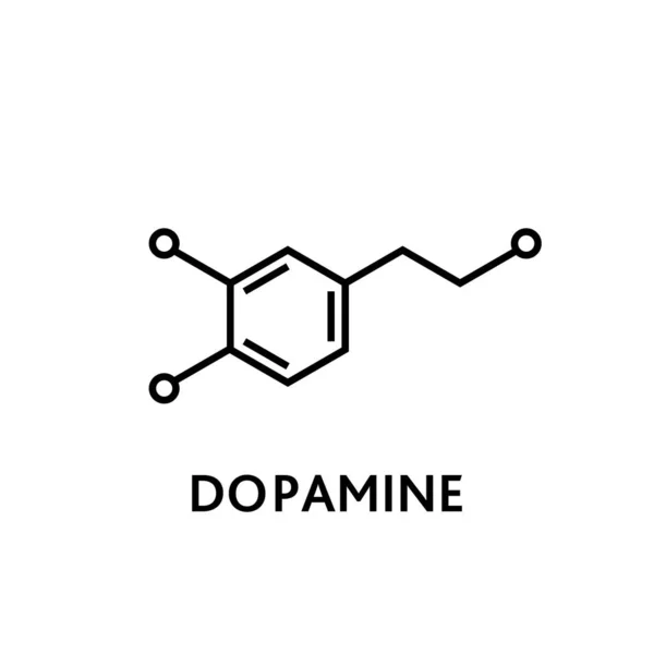 Dopamin Molekuláris Szerkezet Neurotranszmitter Molekula Csontváz Kémiai Képlet Boldogság Öröm — Stock Vector