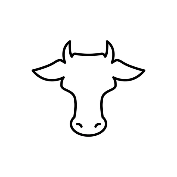 Cow Head Line Icon Farm Animal Beef Milk Lactose Symbol — Stock Vector