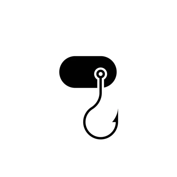 Ikona Haczyka Rybackiego Białym Projektowanie Wektor Art Illustration — Wektor stockowy
