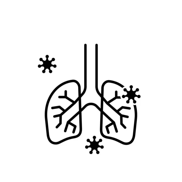 Lungs Icono Línea Plana Pictograma Fino Vectorial Del Órgano Interno — Archivo Imágenes Vectoriales