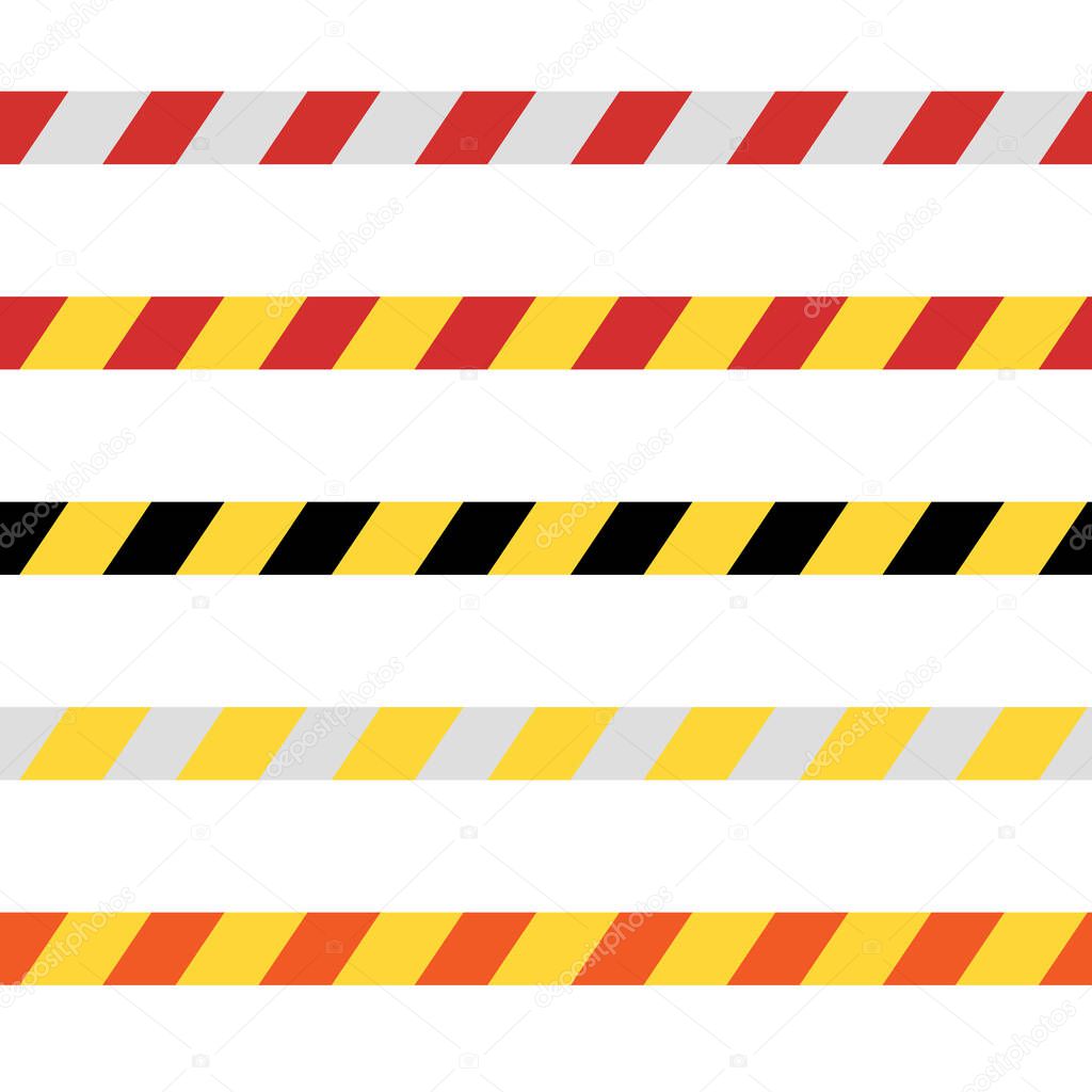 Vector isolated danger tape in simple flat style. Yellow and black line.