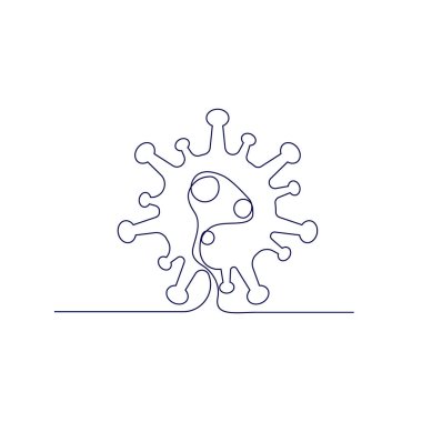 Coronavirus 2019-nCoV. Corona virüs ikonu. Beyaz arka planda siyah izole. Bir çizgi çizimi.