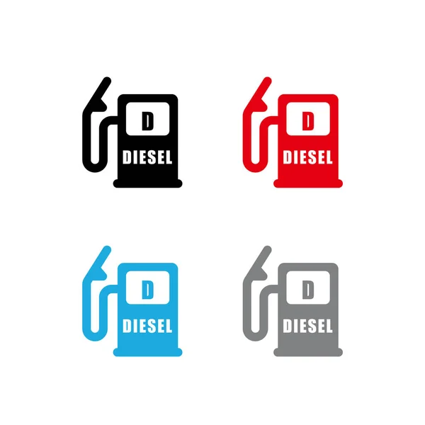 Set Van Brandstof Diesel Pomp Pictogram Witte Achtergrond Vector — Stockvector