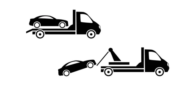 Car Towing Truck Icon White Background Stock Icon — Stock Vector