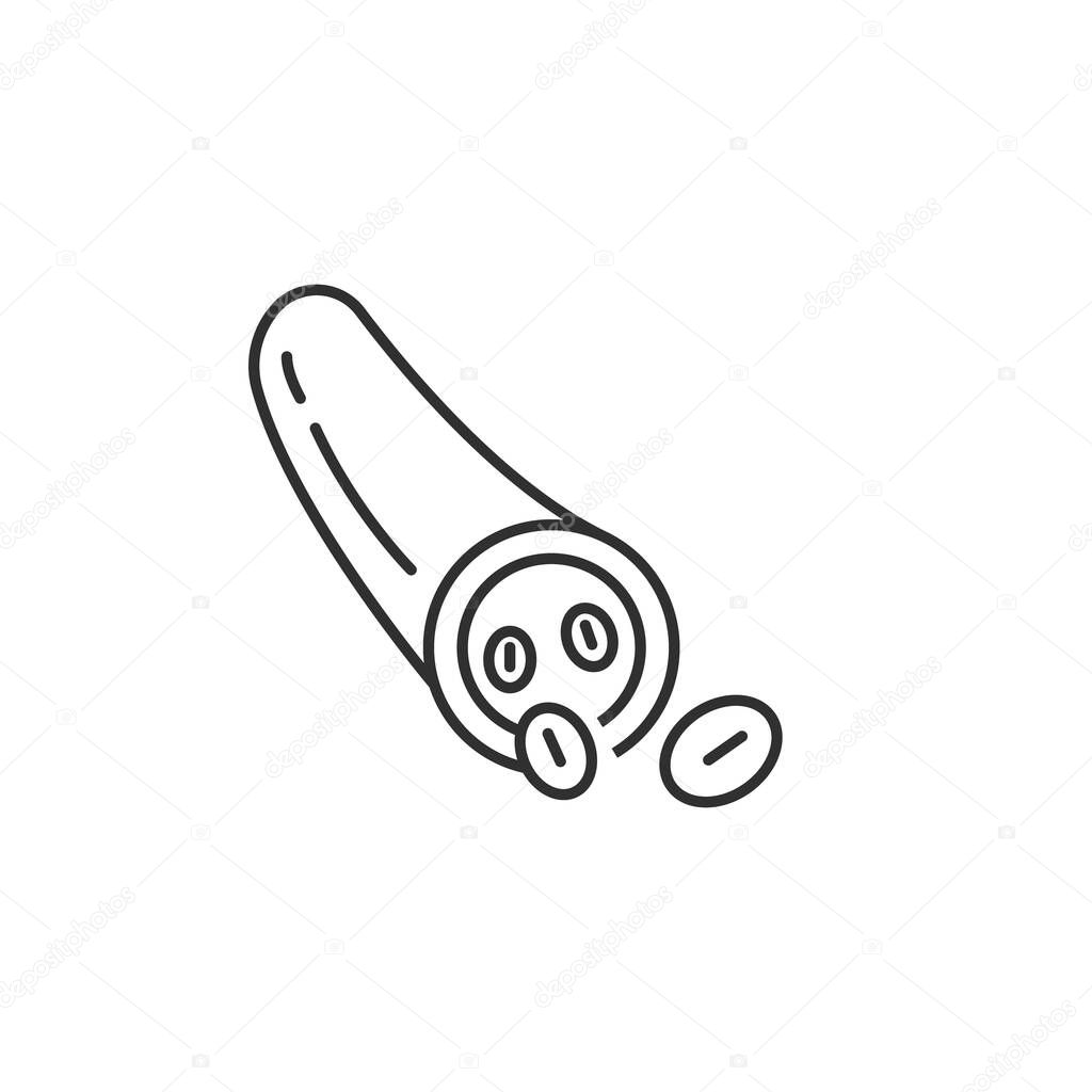 Blood vessel flat line icon. Vector thin pictogram of vein with molecules