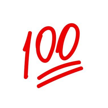 100 tane emoticon vektör el çizimi simgesi. 100 puan etiketi