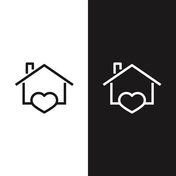 Conjunto Coração Com Forma Casa Projetado Como Logotipo Ícone Branco —  Vetores de Stock