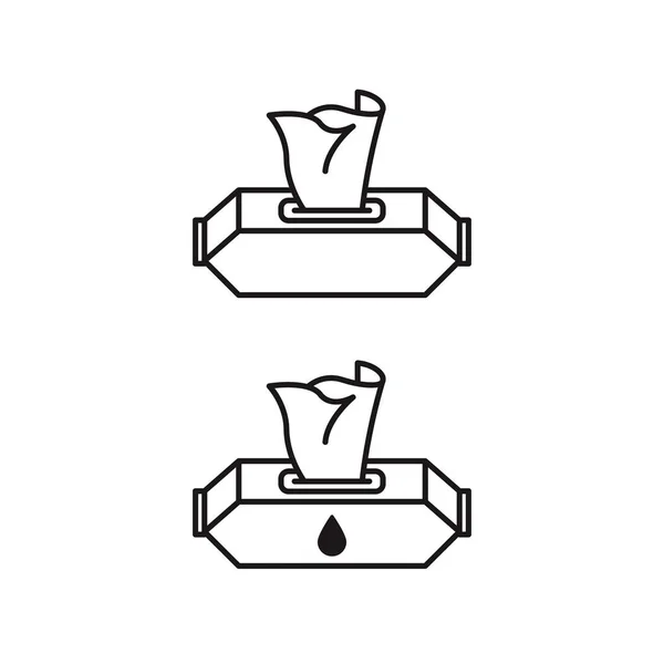 Set Natte Doekjes Pictogram Lijn Stijl Witte Achtergrond Vector Eps — Stockvector