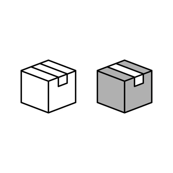 Set Von Box Symbol Flachem Stil Auf Weiß Vektor Eps — Stockvektor