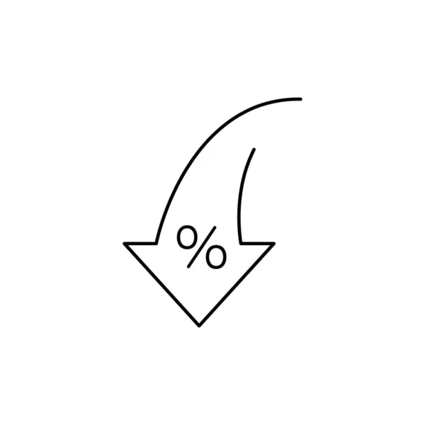 Відсоток Стрілка Зменшення Зниження Зборів Комісій Інвестицій Векторна Лінійна Піктограма — стоковий вектор