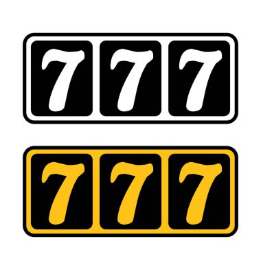 Beyaza 777 büyük ikramiye ikonu. Basit vektör illüstrasyonu.