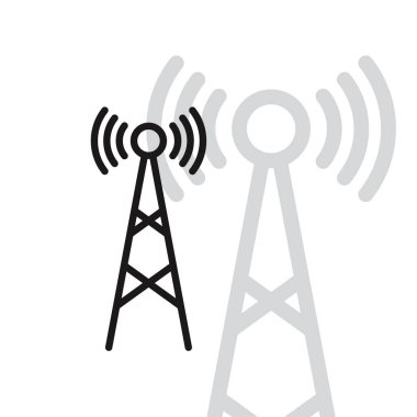 Uygulamalar ve web siteleri için radyo kulesi ve radyo iletim hattı sanat ikonu. Vektör
