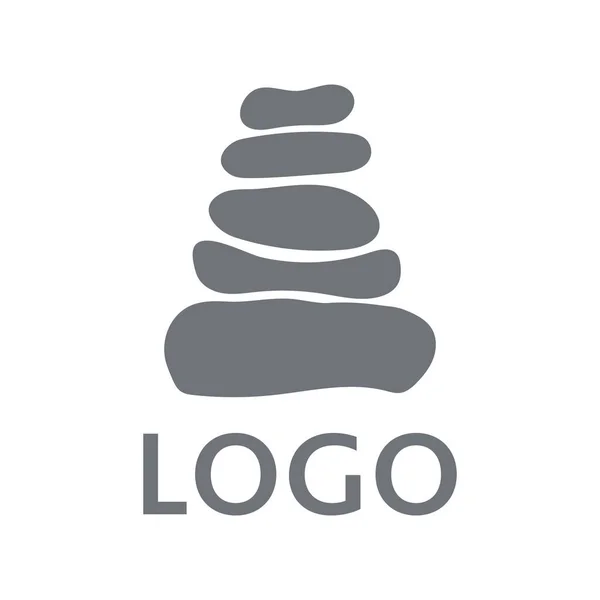Ilustração Simples Charmoso Balanceamento Rocha Logotipo Vector —  Vetores de Stock