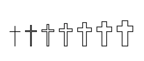 Ícones Vetoriais Christian Cross Conjunto Cruzes Cristãs Sobre Fundo Branco — Vetor de Stock