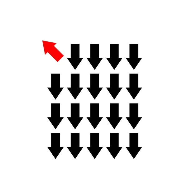 不同的想法一支红色的箭射向明亮的光 从白色箭头上的其他方向射出 — 图库矢量图片