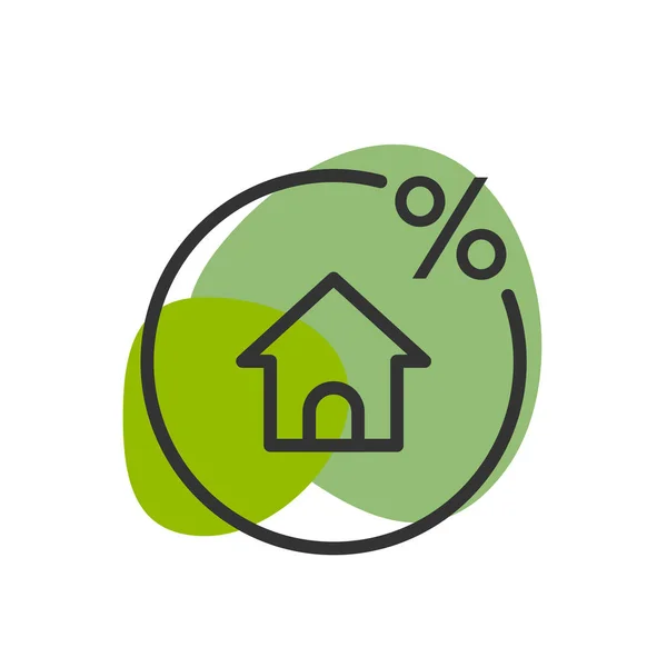 Taxa Ícone Hipoteca Estilo Linha Fundo Branco —  Vetores de Stock