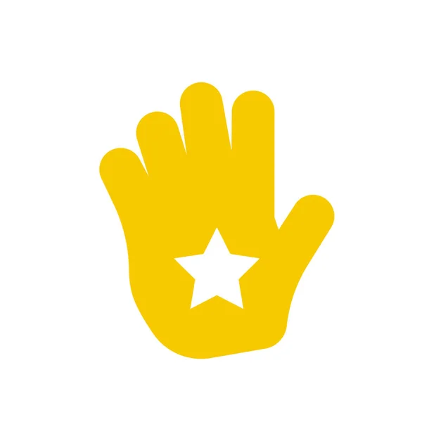 Estrela Dourada Ícone Palma Mão Mão Com Ilustração Vetorial Coração —  Vetores de Stock