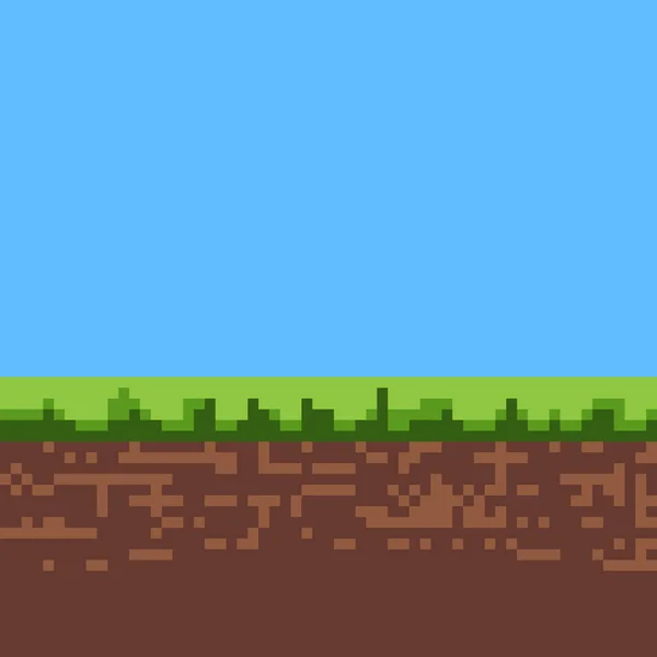 Pixel Arte Juego Fondo Con Tierra Hierba — Vector de stock