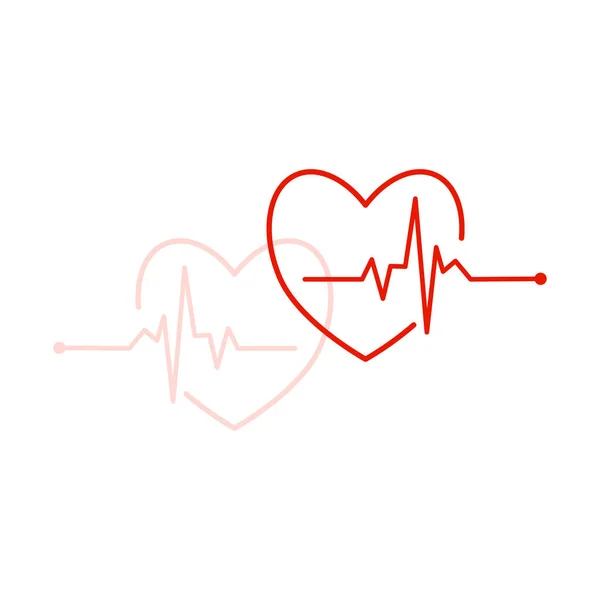 Logotipo Pulso Red Heart Beat Branco Vetor — Vetor de Stock