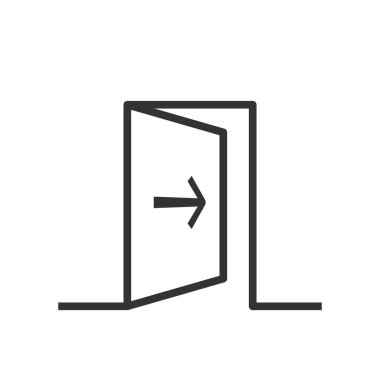 açık kapı simgesi. Çıkış levhası. Vektör simgesi