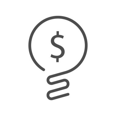 Vektör simgesi. Dolar sembolü iş kavramına sahip ampul.