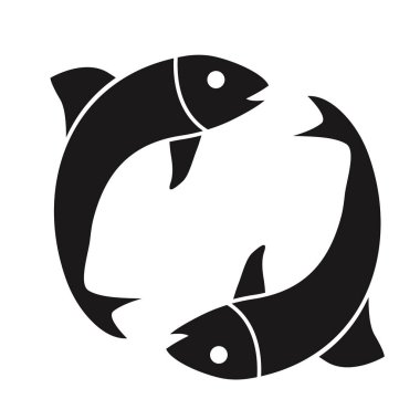 Beyaz arka planda balık logosu. Stok vektör işareti