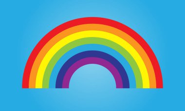 Bulutlu Renkli Gökkuşağı, Gradyan Örgü, Vektör İllüstrasyonu