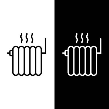 Beyaz arkaplanda düz stil ikon radyatör seti. Stok vektörü