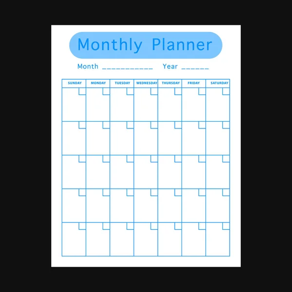 一组简约的规划者 每月计划模板 — 图库矢量图片