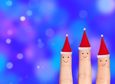 Noel Baba şapkaları parmak yüzleri