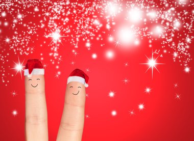 Noel Baba şapkaları parmak yüzleri