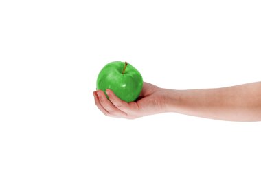 Yeşil elmayı tutan