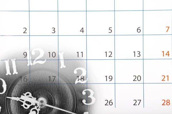 Koláž s hodinami a kalendáře — Stock fotografie