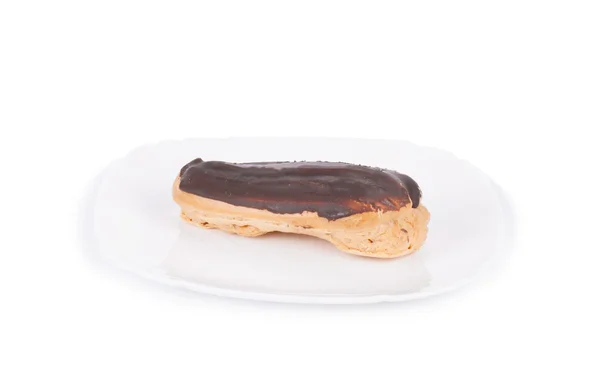 Eclair bolo, chocolate decorado — Fotografia de Stock