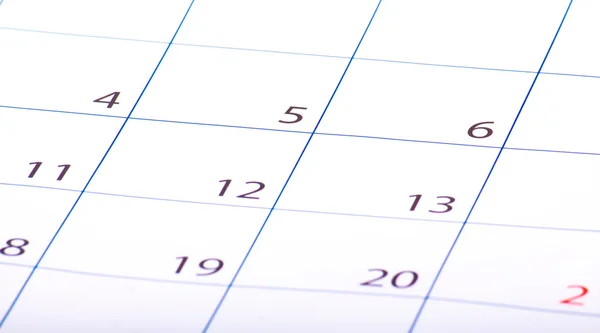 Gros plan des dates sur le calendrier — Photo