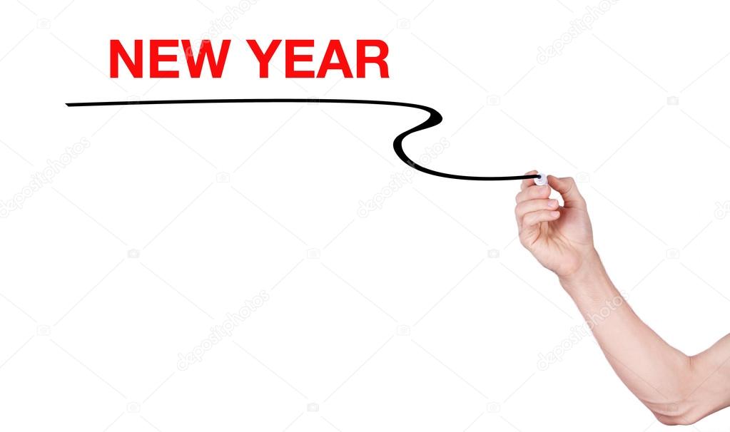 New Year  word write 