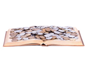 Paralar ile büyük bir açık kitap. 