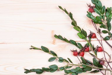 Ahşap arka plan üzerinde taze briar. 