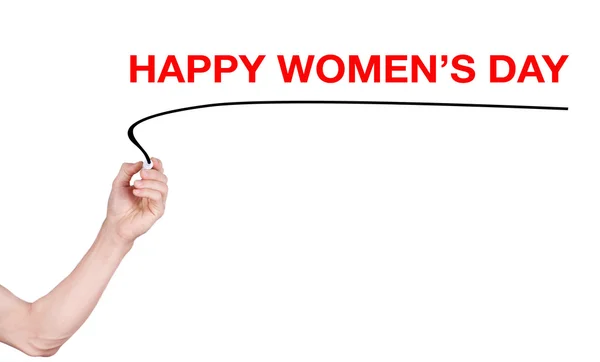 Feliz palavra do dia das mulheres escrever no fundo branco — Fotografia de Stock