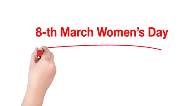 8-th March palavra do dia das mulheres escrever sobre fundo branco — Fotografia de Stock