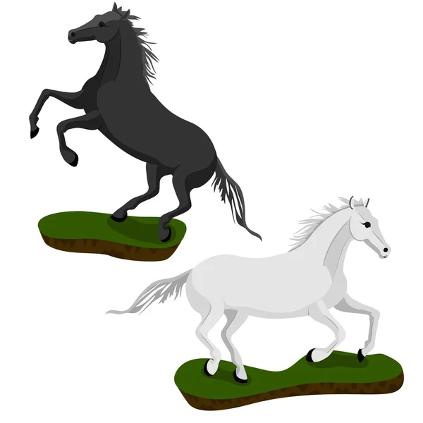 白色和黑色的马 — 图库矢量图片
