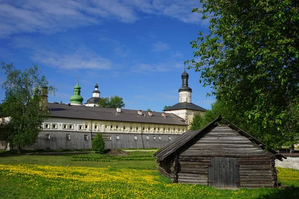 Подвір Кірілло Белозерського Весною Багато Кульбабів — стокове фото