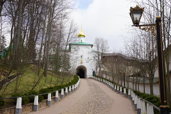 Ösvény Pskov Pechersky Kolostorhoz Tavasz Oroszország — Stock Fotó