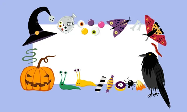 Halloween Design För Gratulationskort Banner Affisch Inbjudan Vektorisolerade Element Korp — Stock vektor