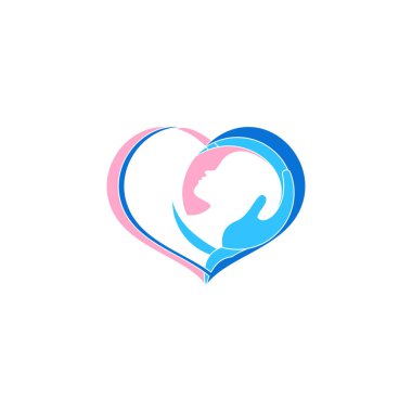 Kalp ve bebek logosu. dizayn vektörü