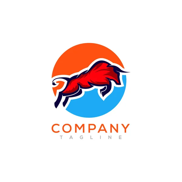 Agresivní Rozzlobené Zvíře Akci Ilustrační Logo Bull — Stockový vektor