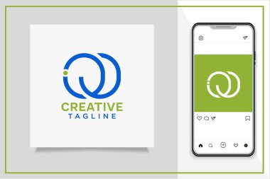 Geometrik biçimli yaratıcı iq logosu