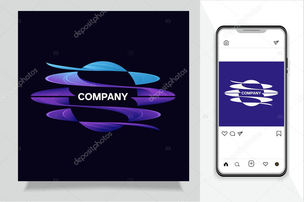 Galaxy logo, creative design vector template