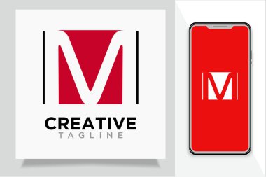 Negatif uzay biçimli yaratıcı m harfi logosu