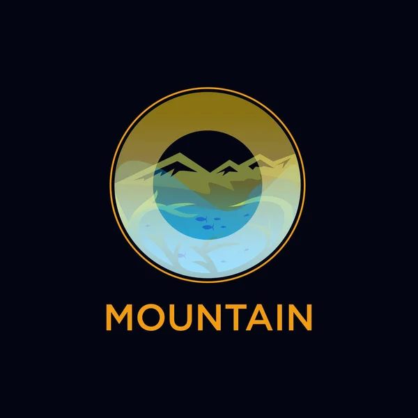 Logotipo Montaña Con Plantilla Vector Diseño Estilo Aqua — Archivo Imágenes Vectoriales